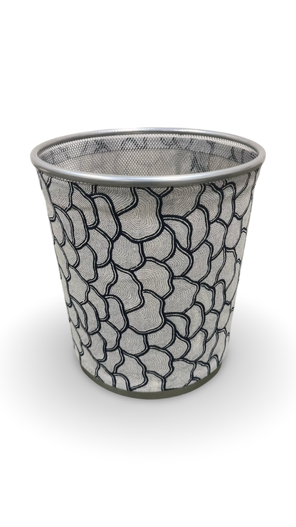 Navy and Silver Decorative Waste Basket