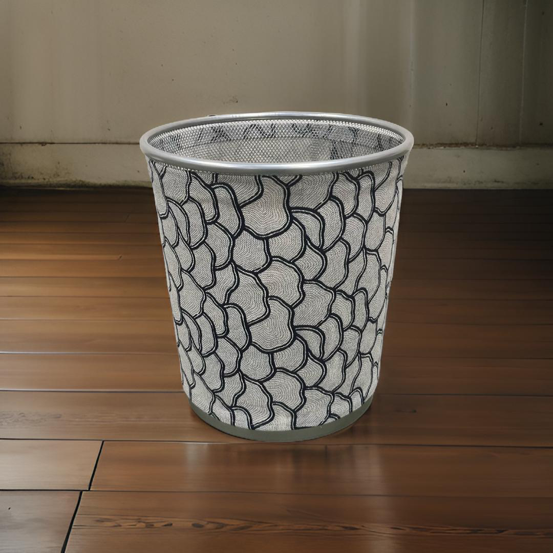 Navy and Silver Decorative Waste Basket