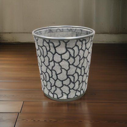 Navy and Silver Decorative Waste Basket