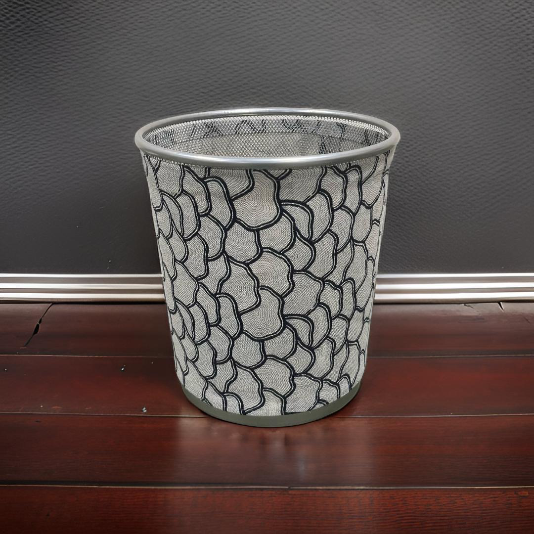 Navy and Silver Decorative Waste Basket
