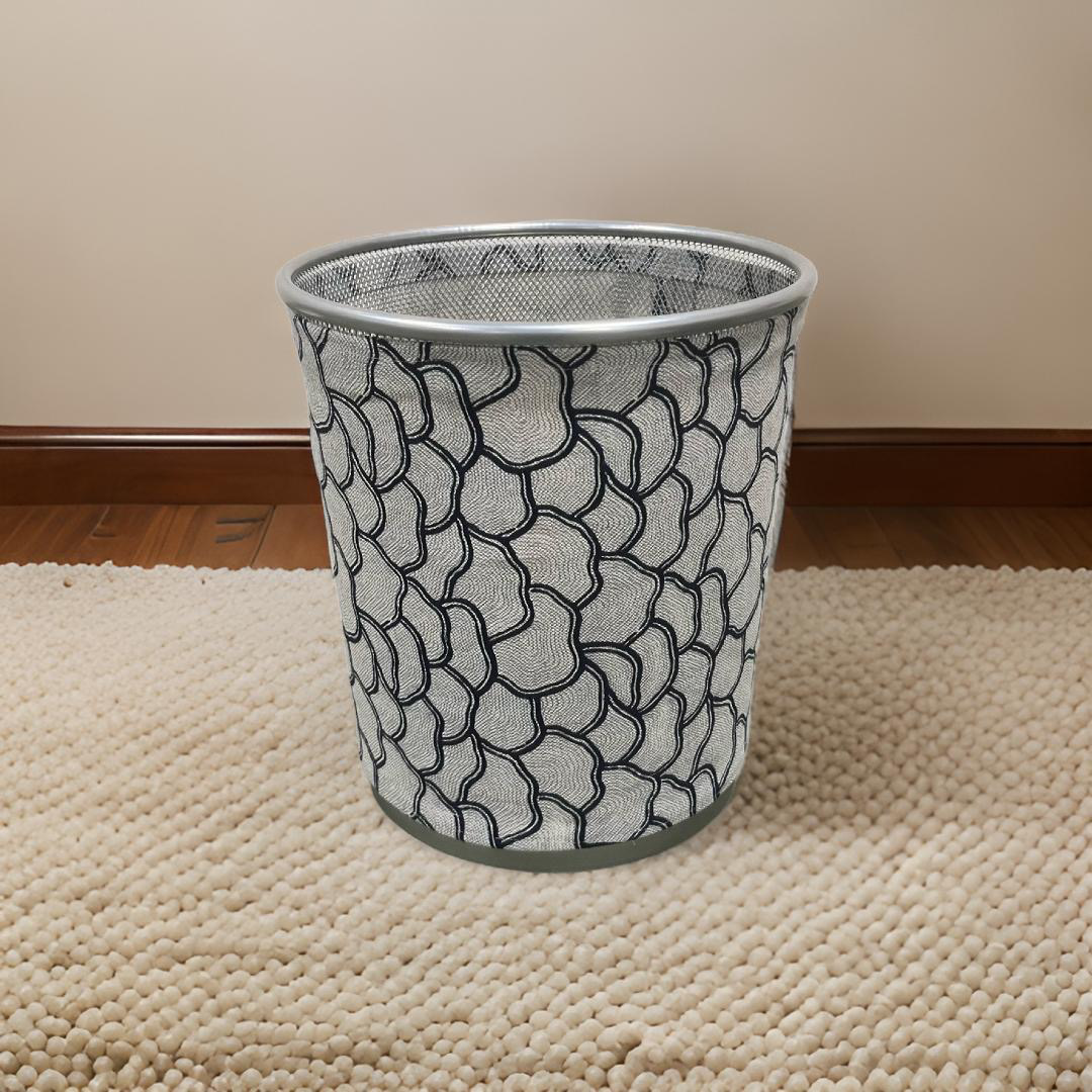 Navy and Silver Decorative Waste Basket