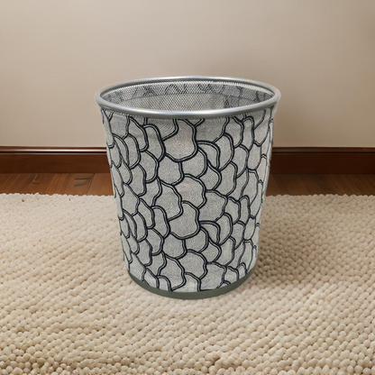 Navy and Silver Decorative Waste Basket