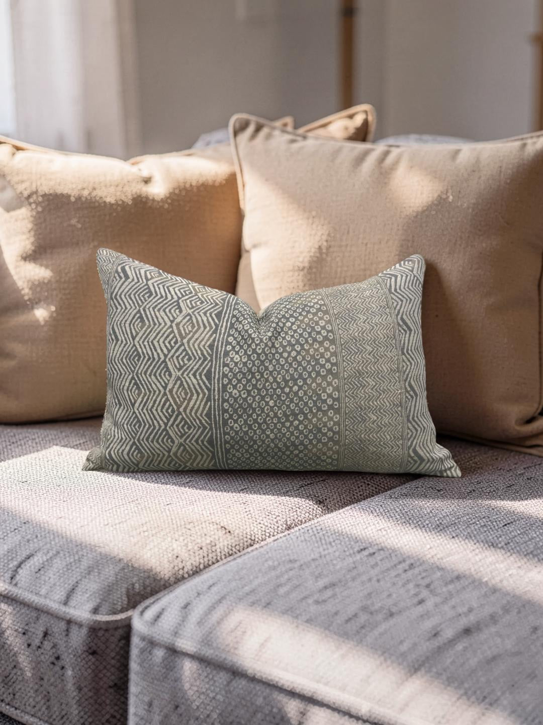 Nina Campbell Lumbar Pillow Fontibre Isabena Chocolate 12x18" Knife Edge Cover