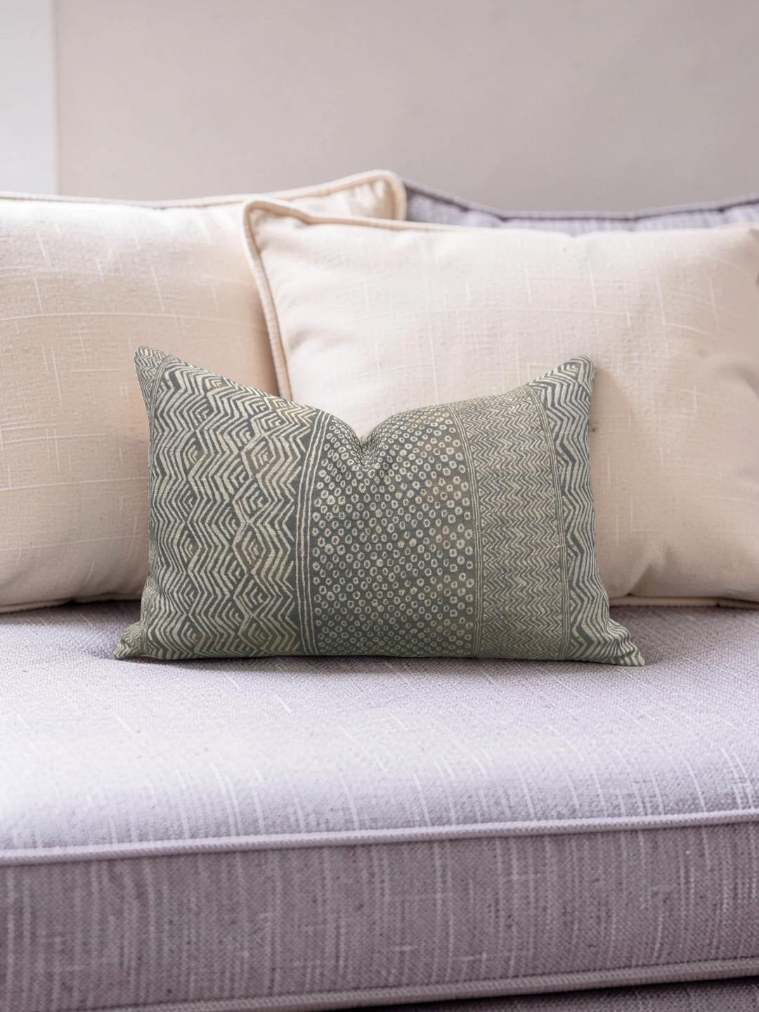 Nina Campbell Lumbar Pillow Fontibre Isabena Chocolate 12x18" Knife Edge Cover