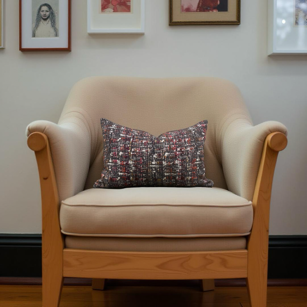 Cheyne Oakley and Taupe 12X18" Knife Edge Decorative Lumbar Pillow