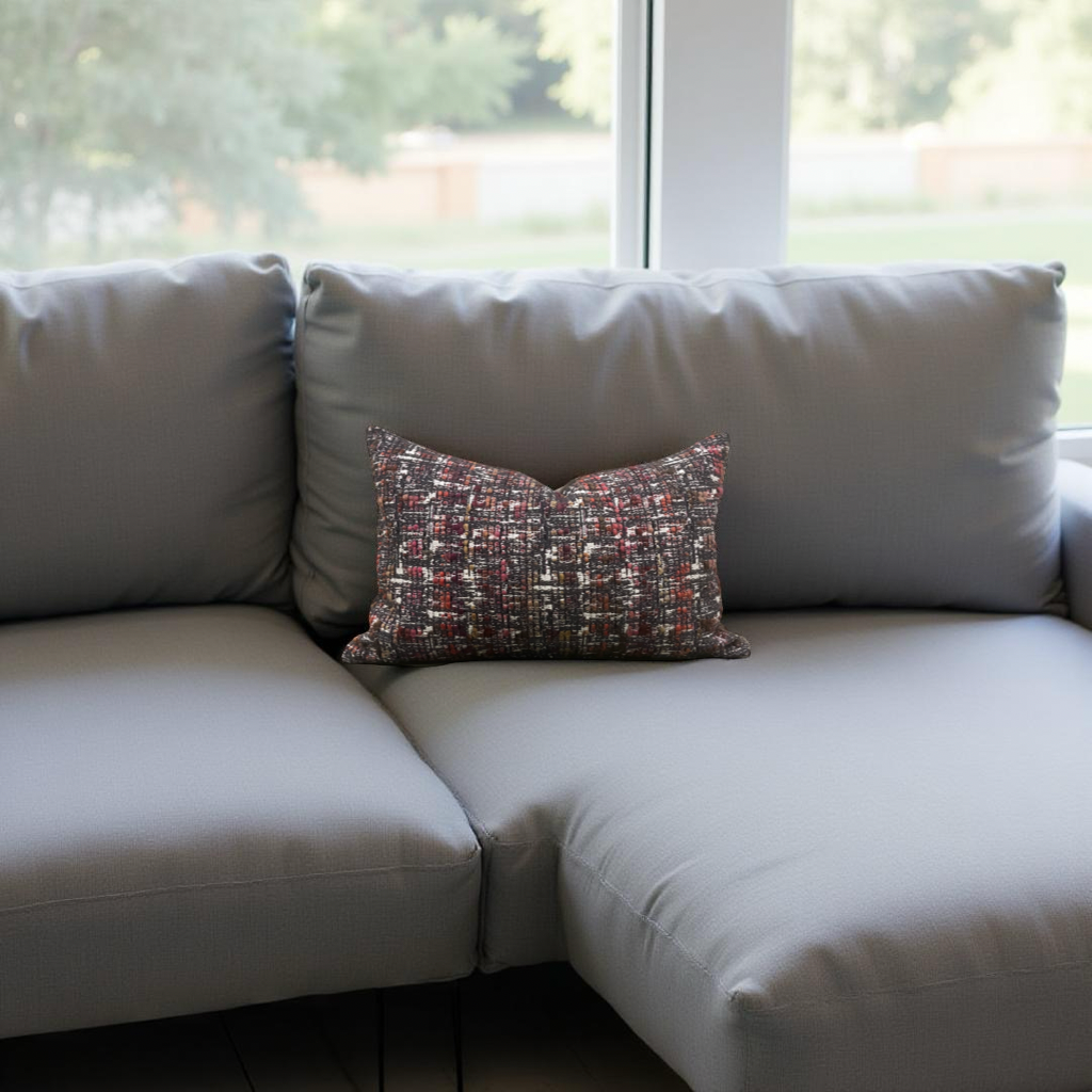 Cheyne Oakley and Taupe 12X18" Knife Edge Decorative Lumbar Pillow