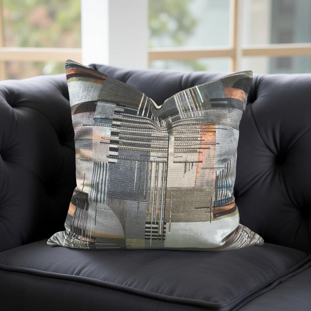 Elegant Pillow Viviana Chromatica Charcoal 18x18" Knife Edge Decorative Throw Pillow