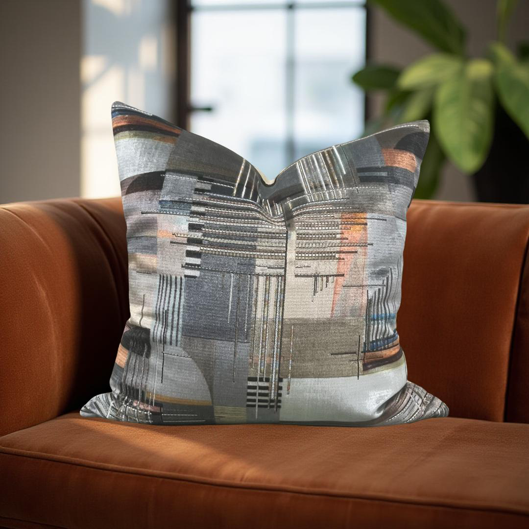 Elegant Pillow Viviana Chromatica Charcoal 18x18" Knife Edge Decorative Throw Pillow