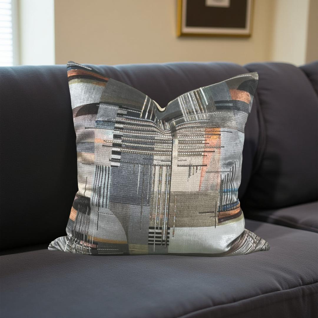 Elegant Pillow Viviana Chromatica Charcoal 18x18" Knife Edge Decorative Throw Pillow
