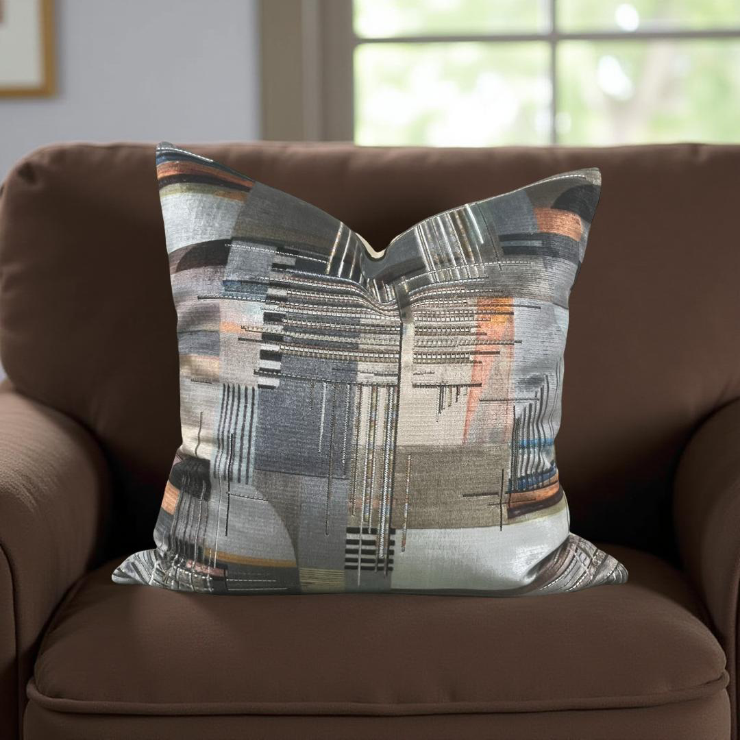 Elegant Pillow Viviana Chromatica Charcoal 18x18" Knife Edge Decorative Throw Pillow