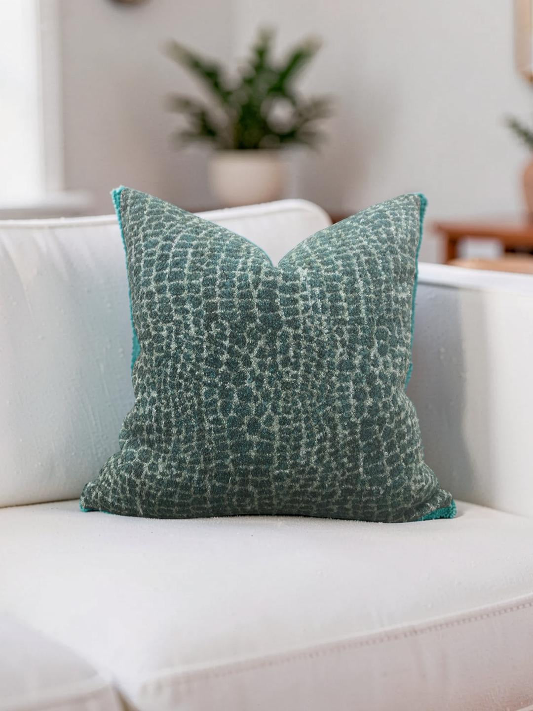 Decorative Pillow Basha Teal 22x22" Knife Edge Cover