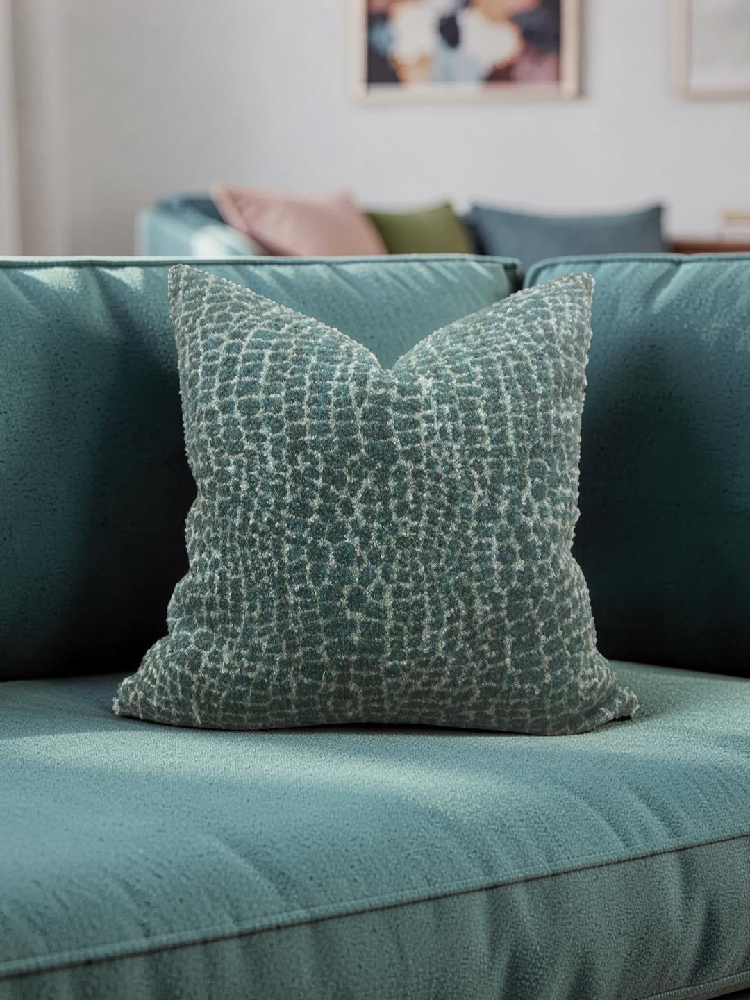 Decorative Pillow Basha Teal 22x22" Knife Edge Cover