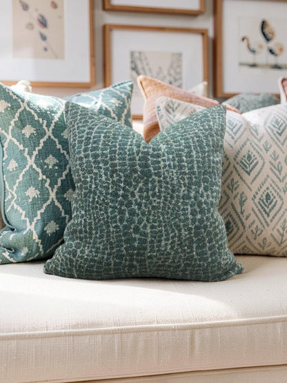 Decorative Pillow Basha Teal 22x22" Knife Edge Cover