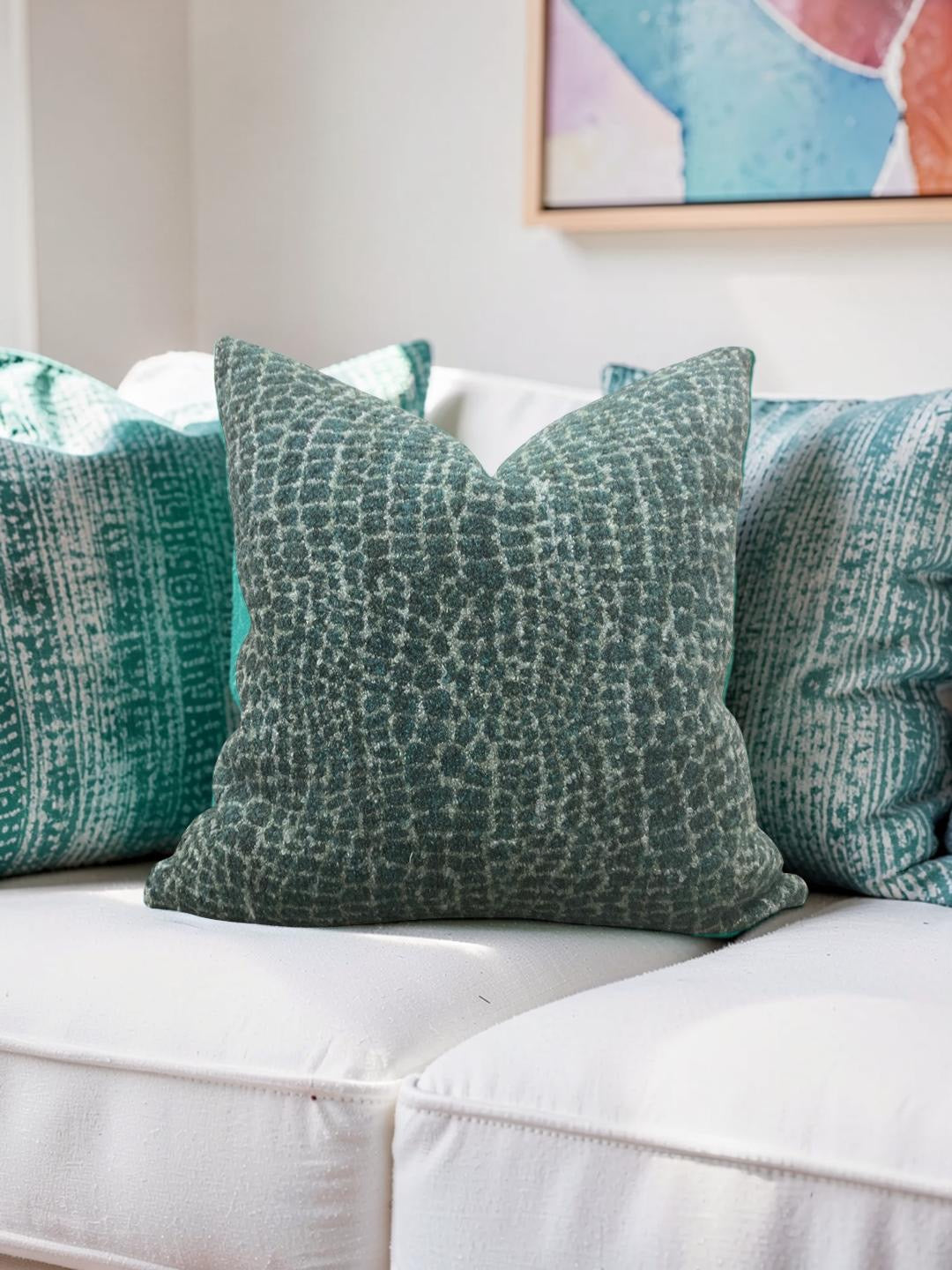 Decorative Pillow Basha Teal 22x22" Knife Edge Cover