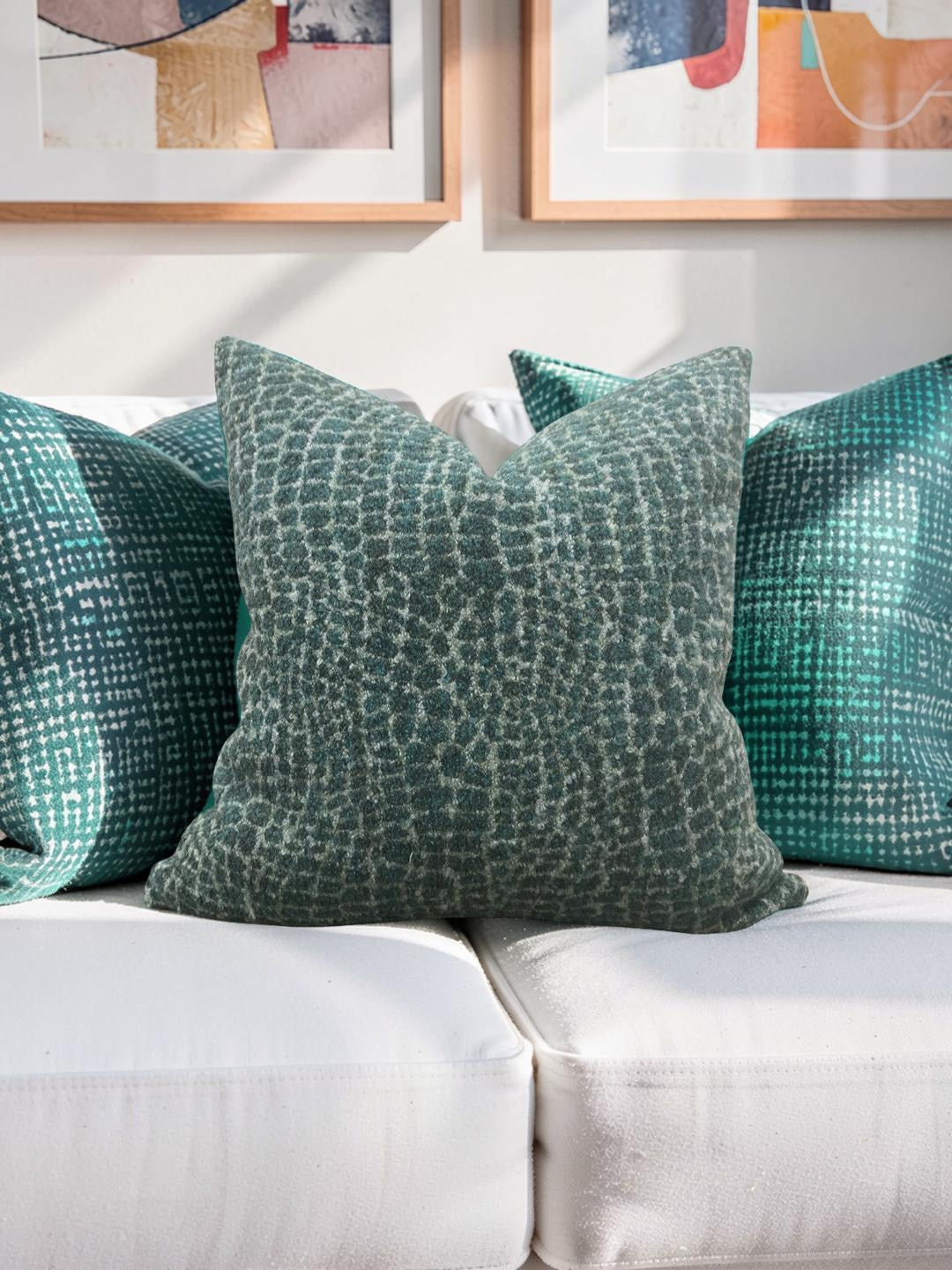 Decorative Pillow Basha Teal 22x22" Knife Edge Cover