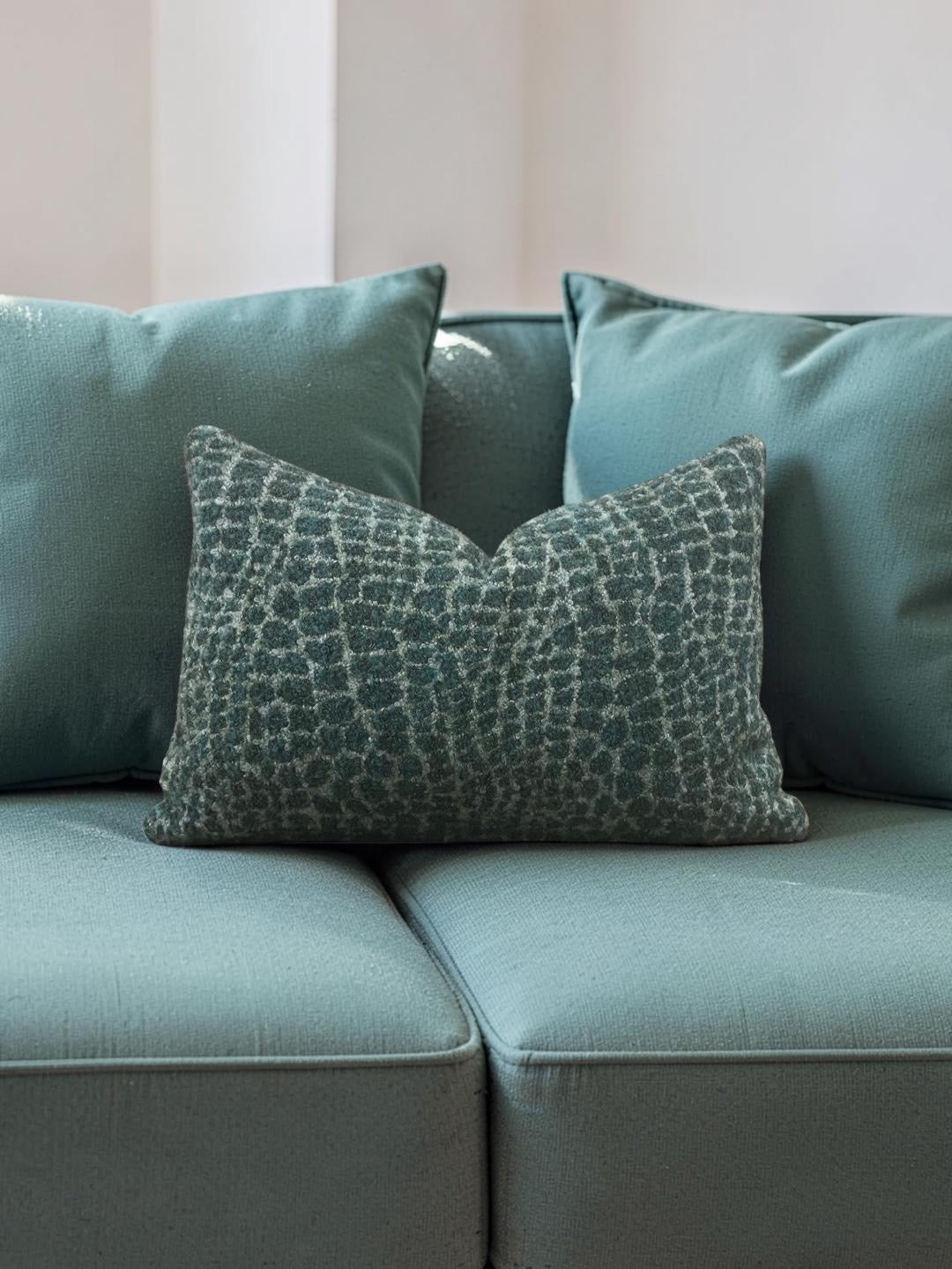 Lumbar Pillow Basha Teal 12x18" Knife Edge Cover