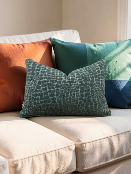 Lumbar Pillow Basha Teal 12x18" Knife Edge Cover