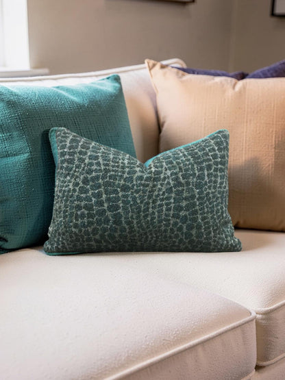Lumbar Pillow Basha Teal 12x18" Knife Edge Cover