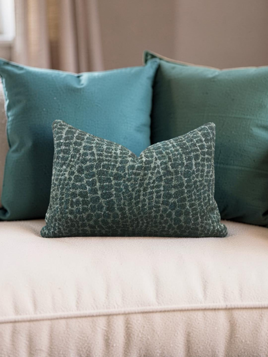 Lumbar Pillow Basha Teal 12x18" Knife Edge Cover