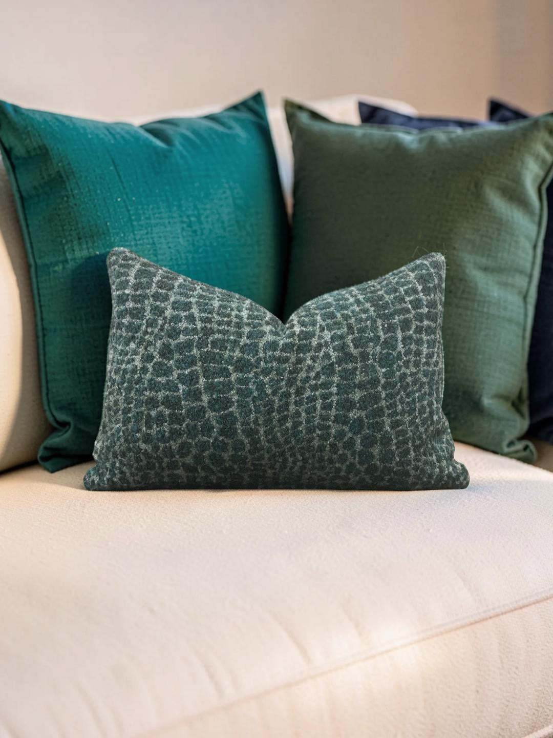 Lumbar Pillow Basha Teal 12x18" Knife Edge Cover