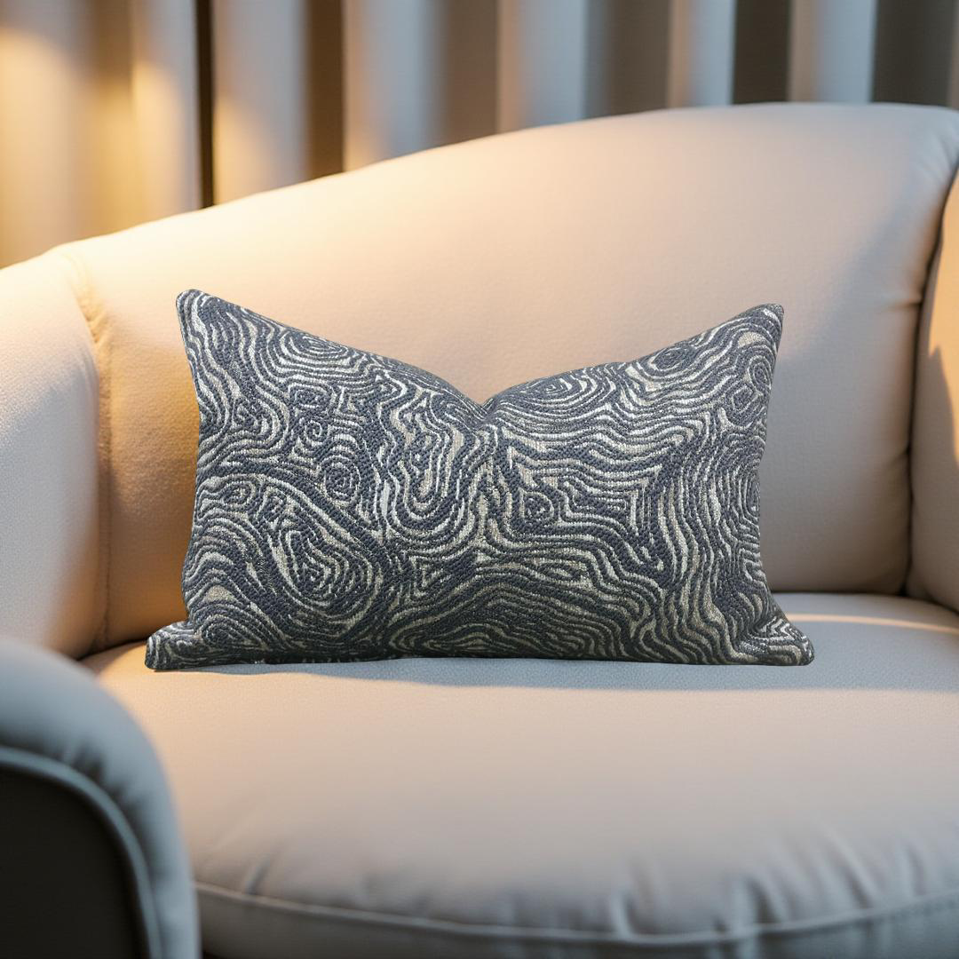 Designer Fabric Inverness Slate 12X18" Knife Edge Decorative Lumbar Pillow