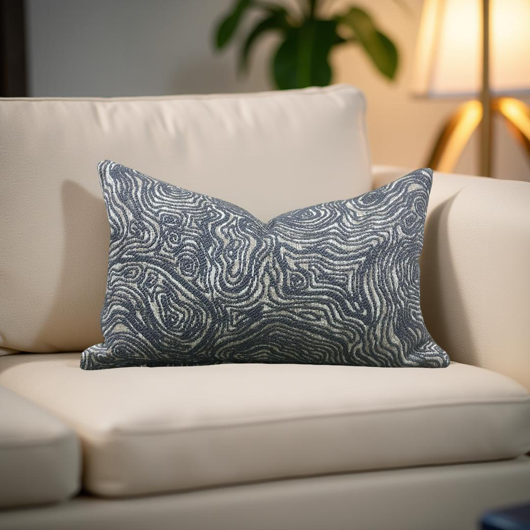 Designer Fabric Inverness Slate 12X18" Knife Edge Decorative Lumbar Pillow