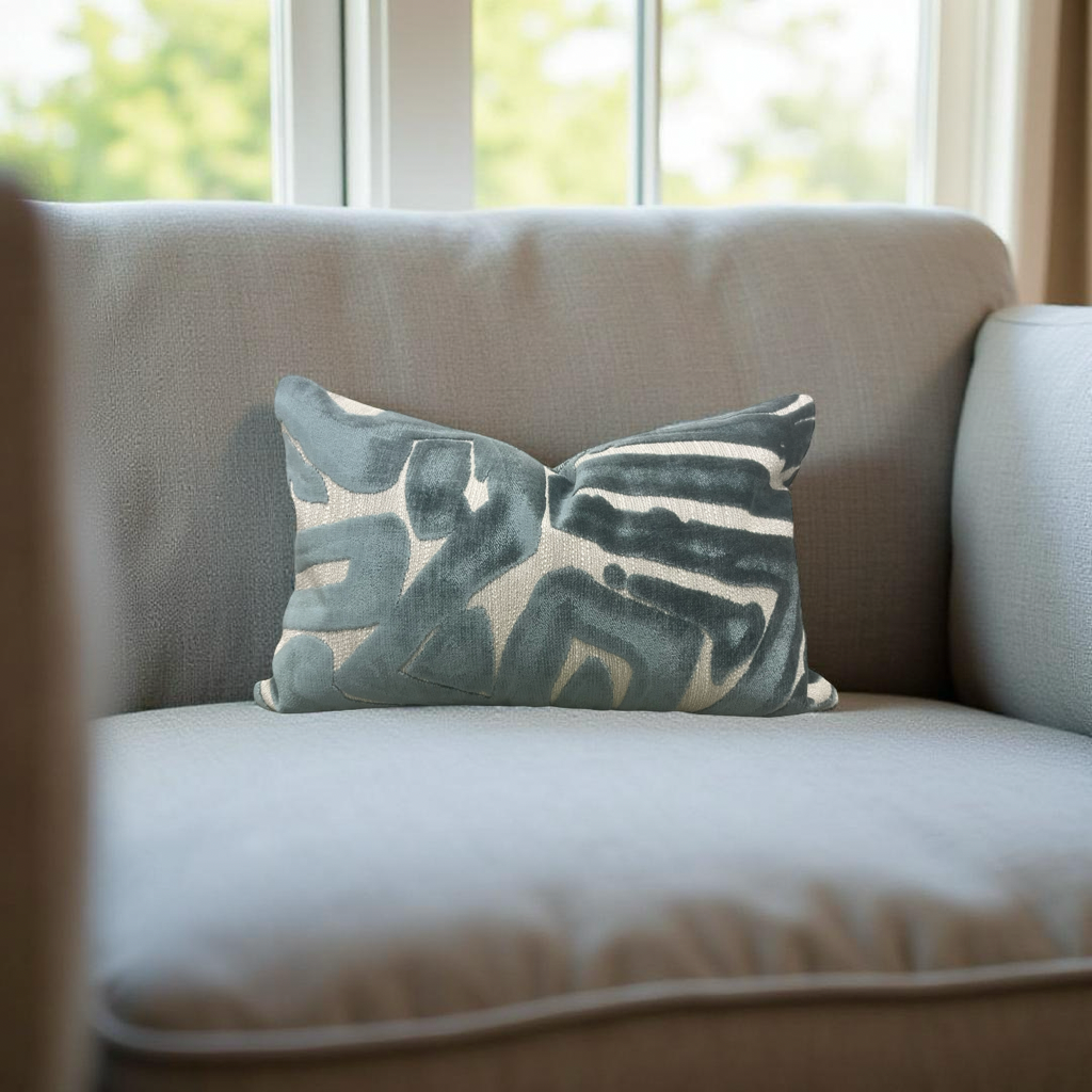 ACDC Teal 12X18" Knife Edge Decorative Lumbar Pillow