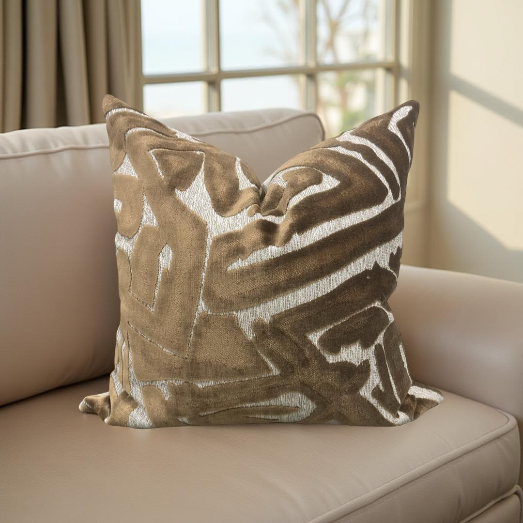 Designer Fabric ACDC Copper 22x22" Knife Edge Decorative Throw Pillow