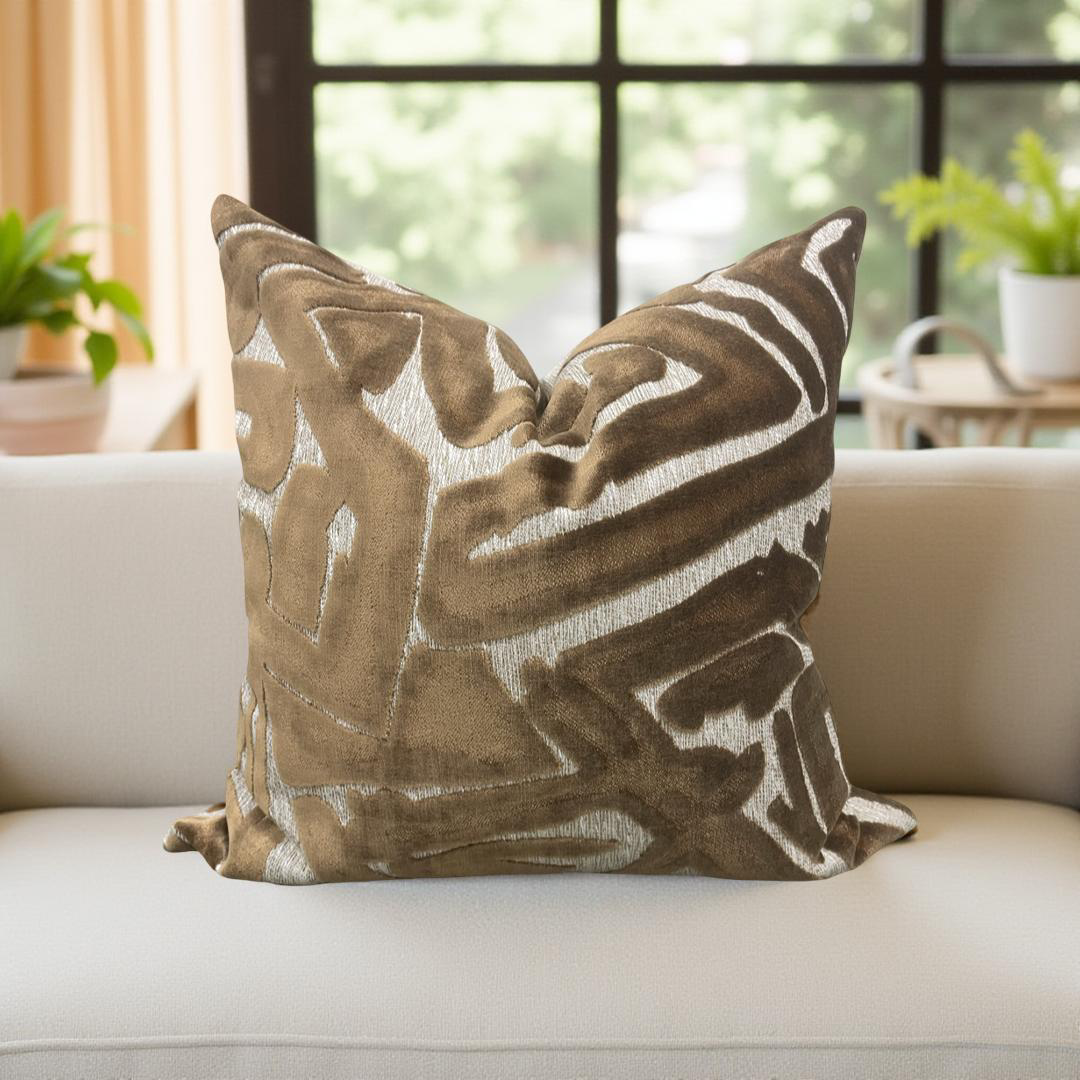 Designer Fabric ACDC Copper 22x22" Knife Edge Decorative Throw Pillow