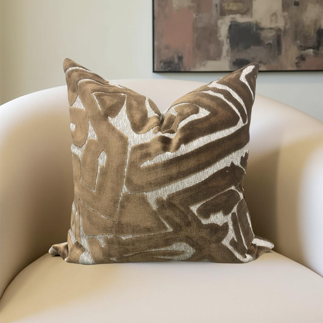 Designer Fabric ACDC Copper 22x22" Knife Edge Decorative Throw Pillow