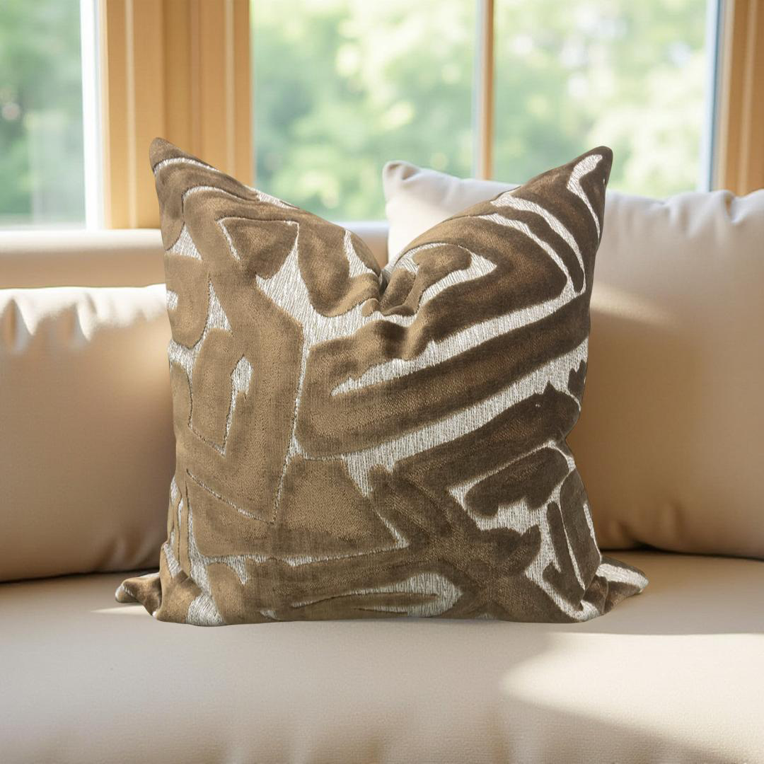 Designer Fabric ACDC Copper 22x22" Knife Edge Decorative Throw Pillow
