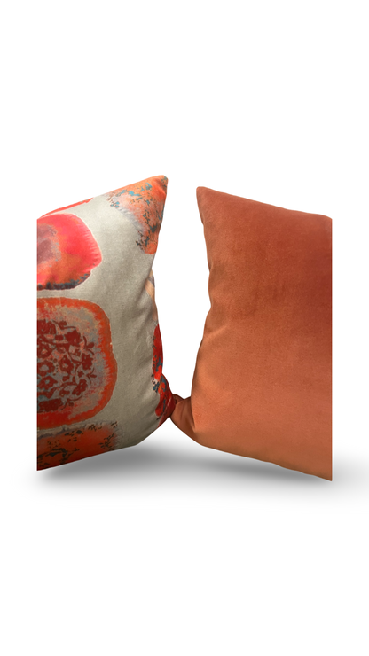 Designer Fabric Buckwheat Chinese Red 20x20" Knife Edge Decorative Throw Pillow