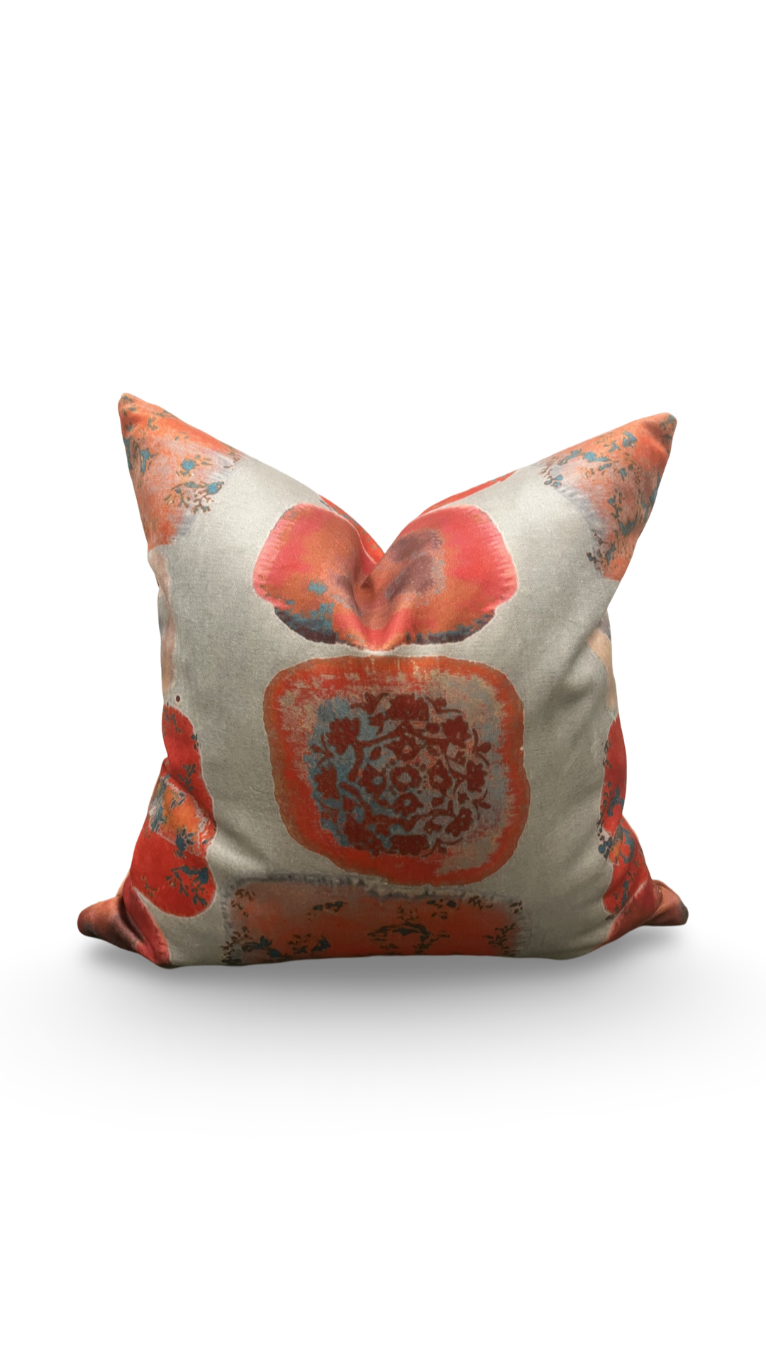 Designer Fabric Buckwheat Chinese Red 20x20" Knife Edge Decorative Throw Pillow