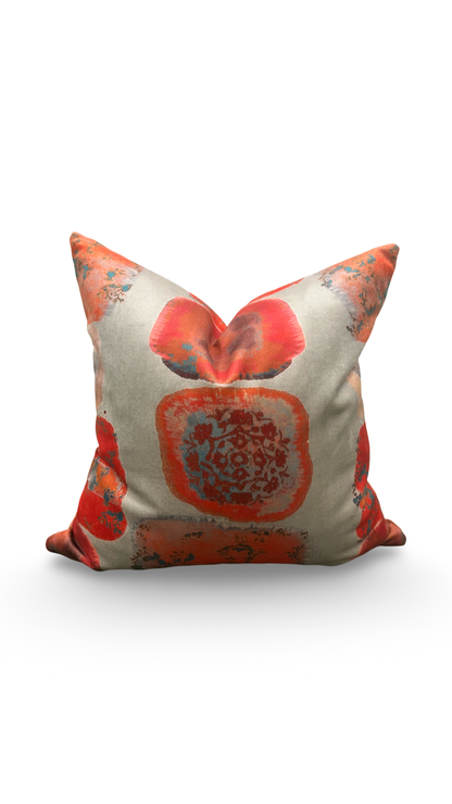 Designer Fabric Buckwheat Chinese Red 20x20" Knife Edge Decorative Throw Pillow