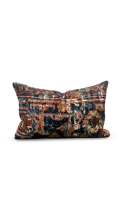 Oriental Inspired Shag 12x18" Knife Edge Decorative Lumbar Pillow