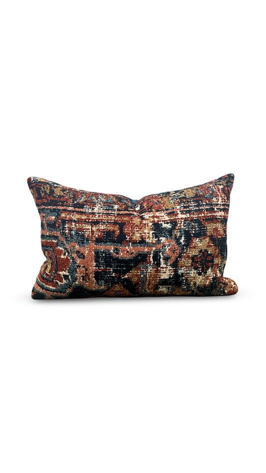 Oriental Inspired Shag 12x18" Knife Edge Decorative Lumbar Pillow