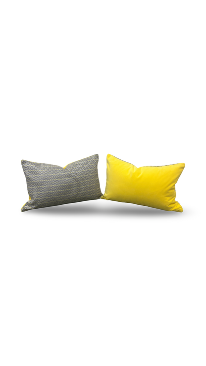 Osborne & Little  Ragtime Ella Slate Chartreuse 12x18" Knife Edge Decorative Lumbar Pillow