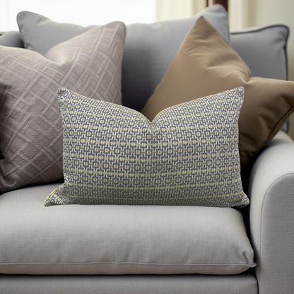 Osborne & Little  Ragtime Ella Slate Chartreuse 12x18" Knife Edge Decorative Lumbar Pillow