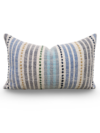Osborne & Little Lumbar Pillow Espalier Azure 12x18" Knife Edge Cover