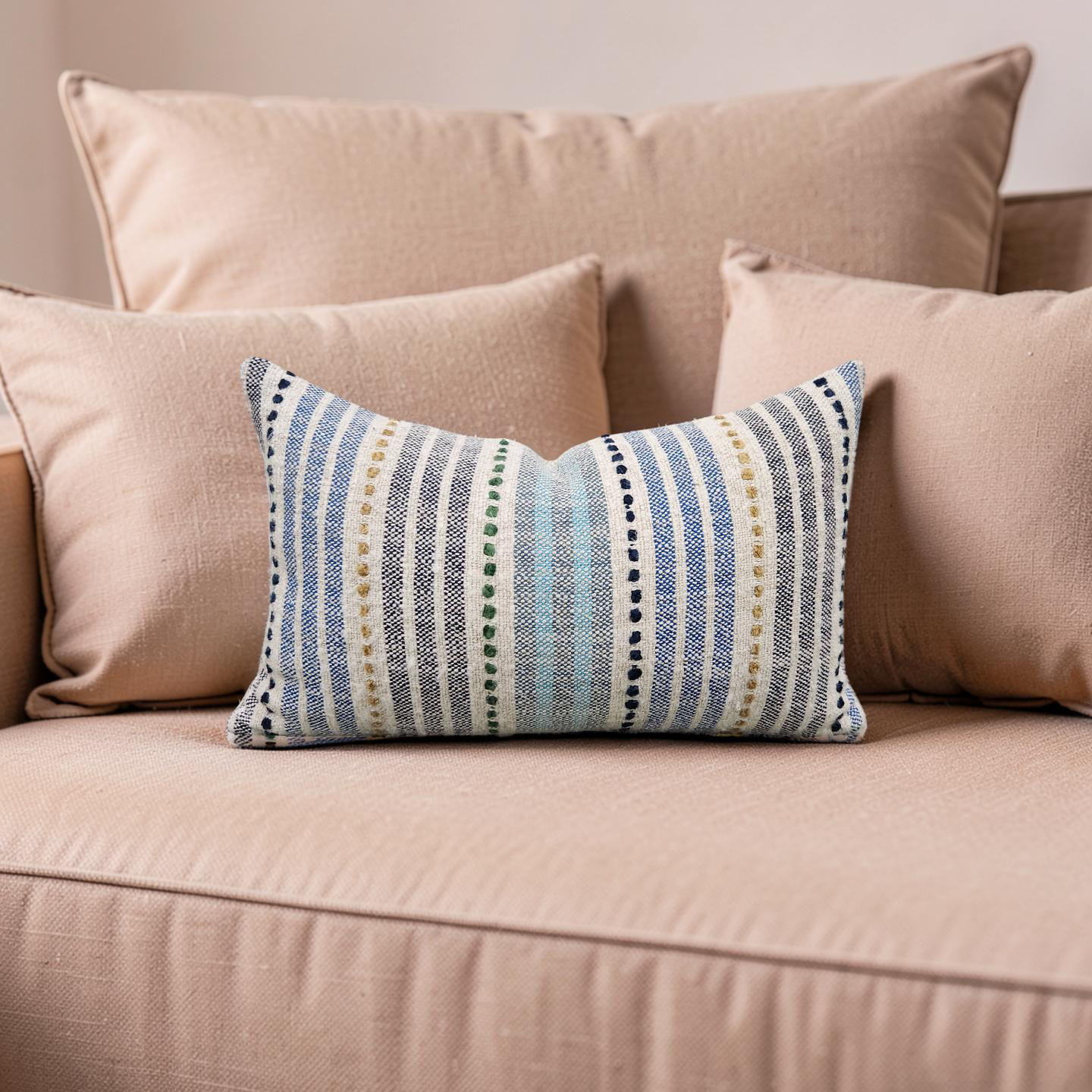 Osborne & Little Lumbar Pillow Espalier Azure 12x18" Knife Edge Cover
