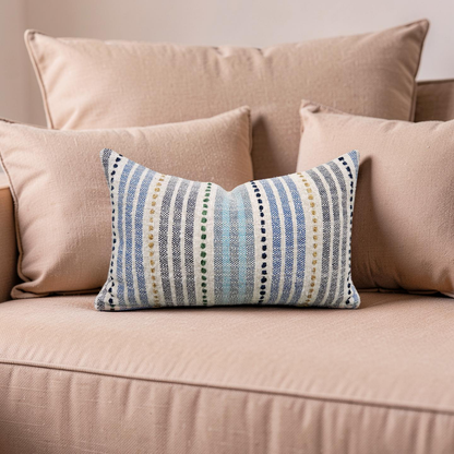 Osborne & Little Lumbar Pillow Espalier Azure 12x18" Knife Edge Cover