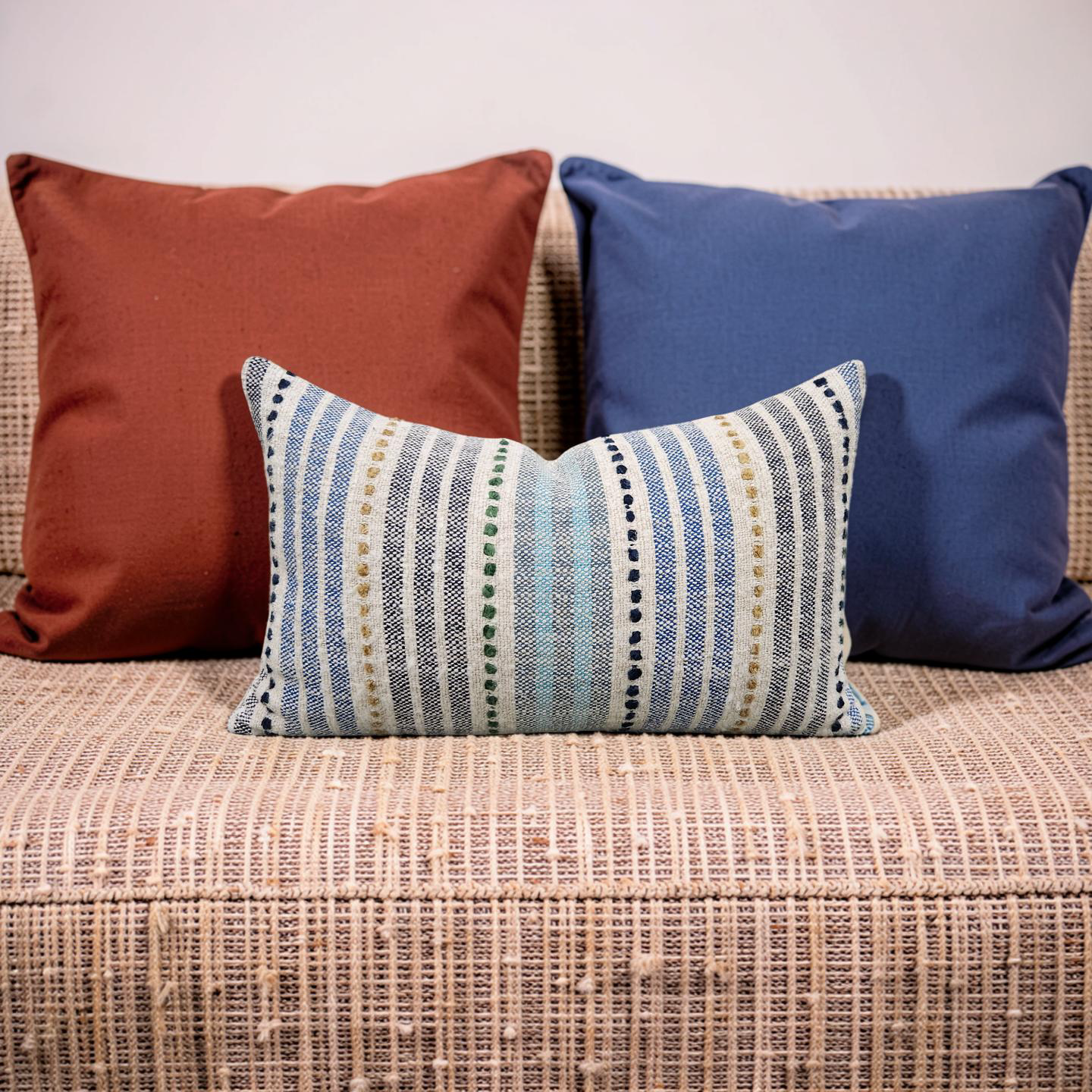 Osborne & Little Lumbar Pillow Espalier Azure 12x18" Knife Edge Cover