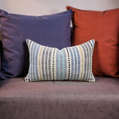 Osborne & Little Lumbar Pillow Espalier Azure 12x18" Knife Edge Cover