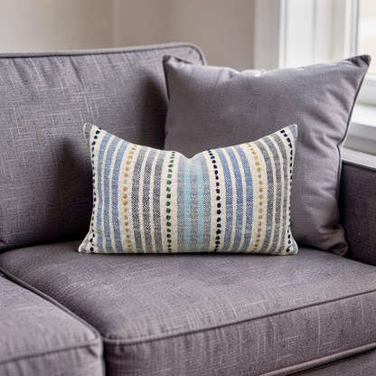 Osborne & Little Lumbar Pillow Espalier Azure 12x18" Knife Edge Cover