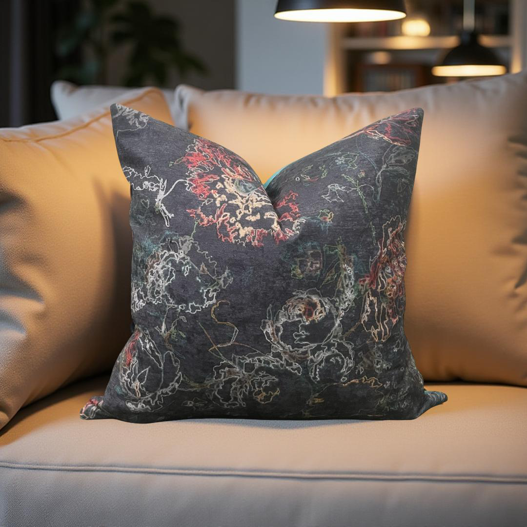 Designer Fabric Selena Nocturnal Jubilant 20x20" Knife Edge Decorative Throw Pillow