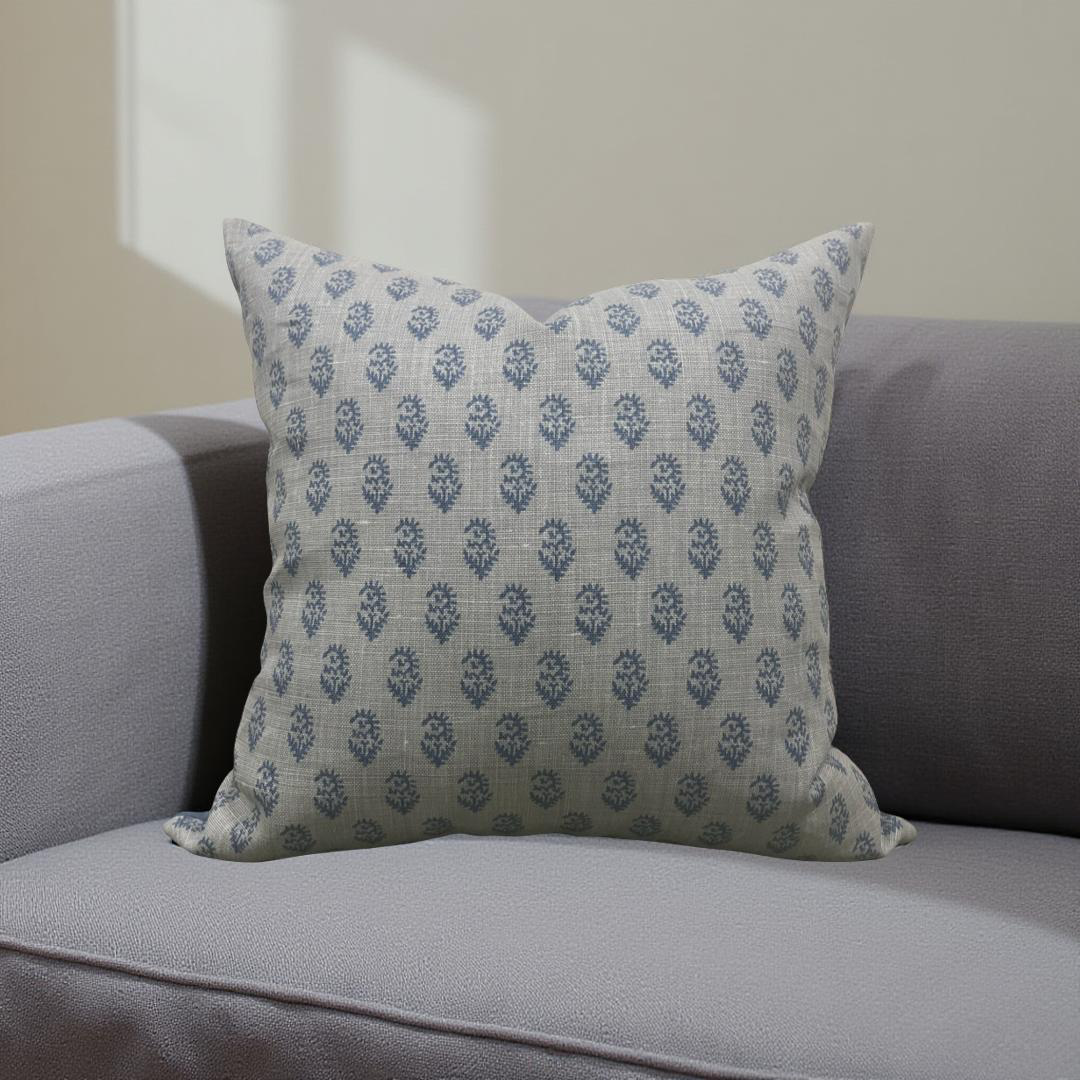 Peter Dunham Rajmata Tonal Mist Indigo 22x22" Knife Edge Decorative Throw Pillow