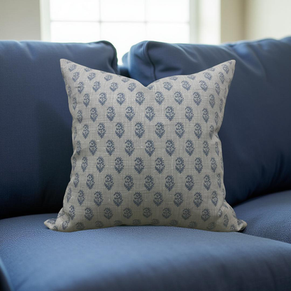Peter Dunham Rajmata Tonal Mist Indigo 22x22" Knife Edge Decorative Throw Pillow