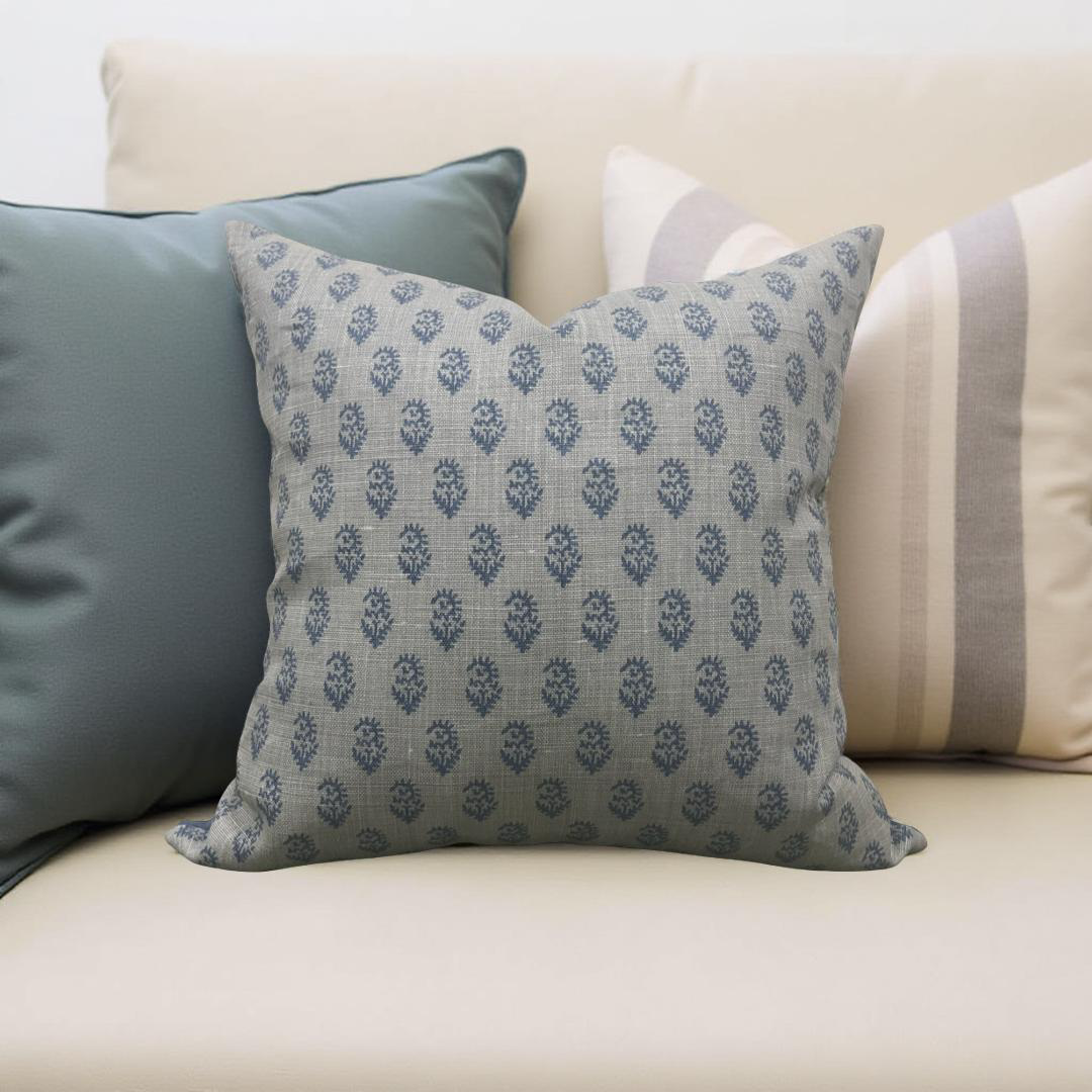 Peter Dunham Rajmata Tonal Mist Indigo 22x22" Knife Edge Decorative Throw Pillow