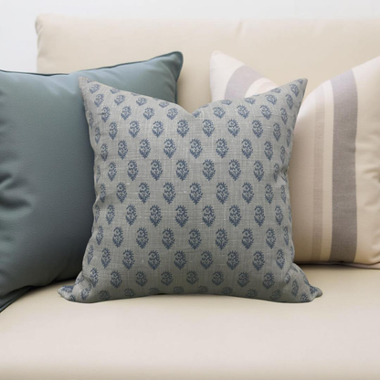 Peter Dunham Rajmata Tonal Mist Indigo 22x22" Knife Edge Decorative Throw Pillow
