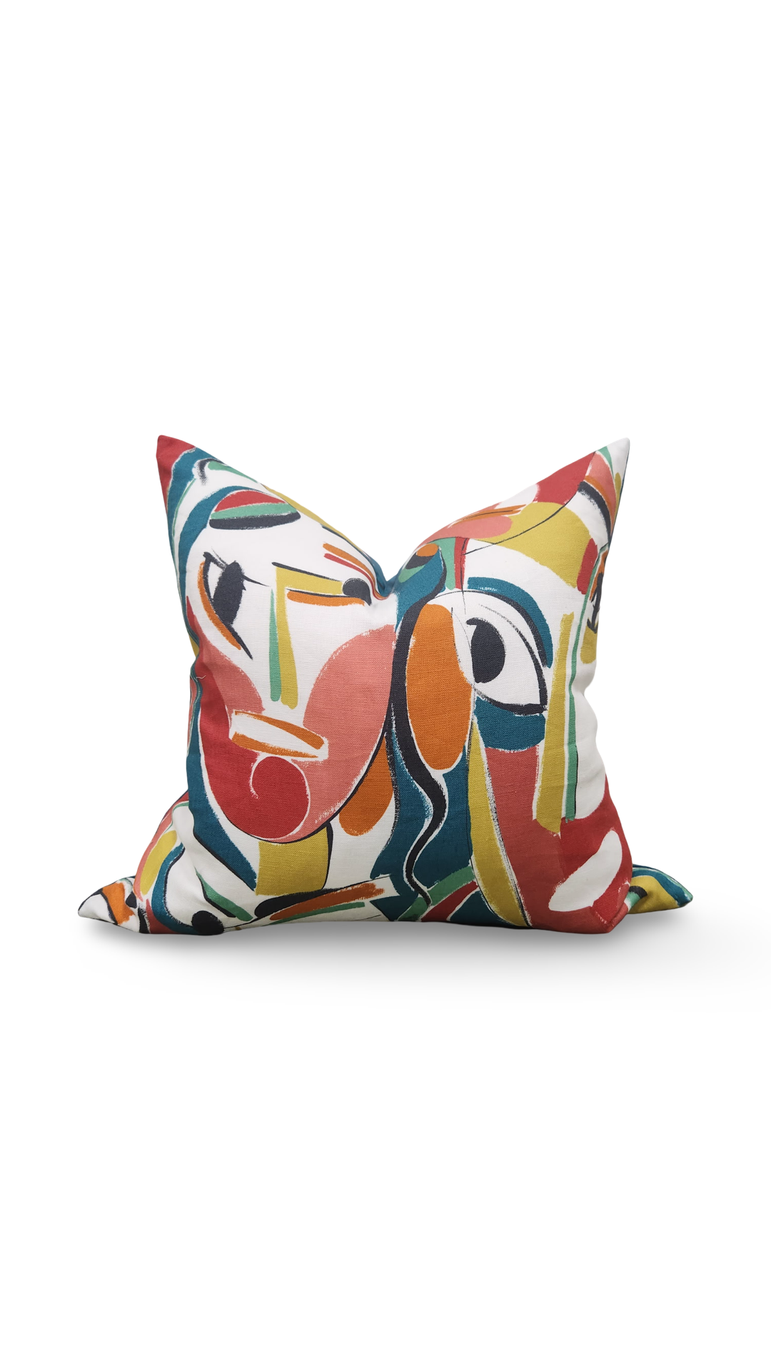 Pierre Frey Decorative Pillow Abstract Colorful Faces - 20x20" Knife Edge Cover